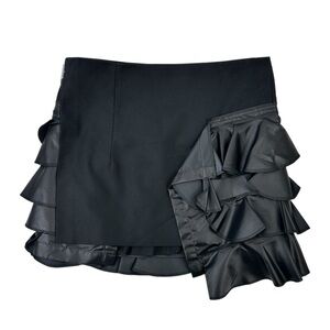 Comme Des Garcons RARE FW 2010 Black Wrap Front Belted Layered Mini Skirt sz L